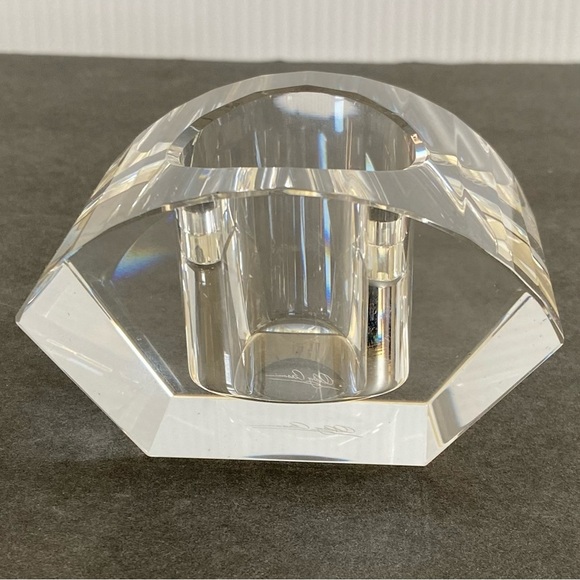 Oleg Cassini Crystal Votive Candle Holder Pyramid  2" Tall w/Original Box signed - Picture 8 of 13